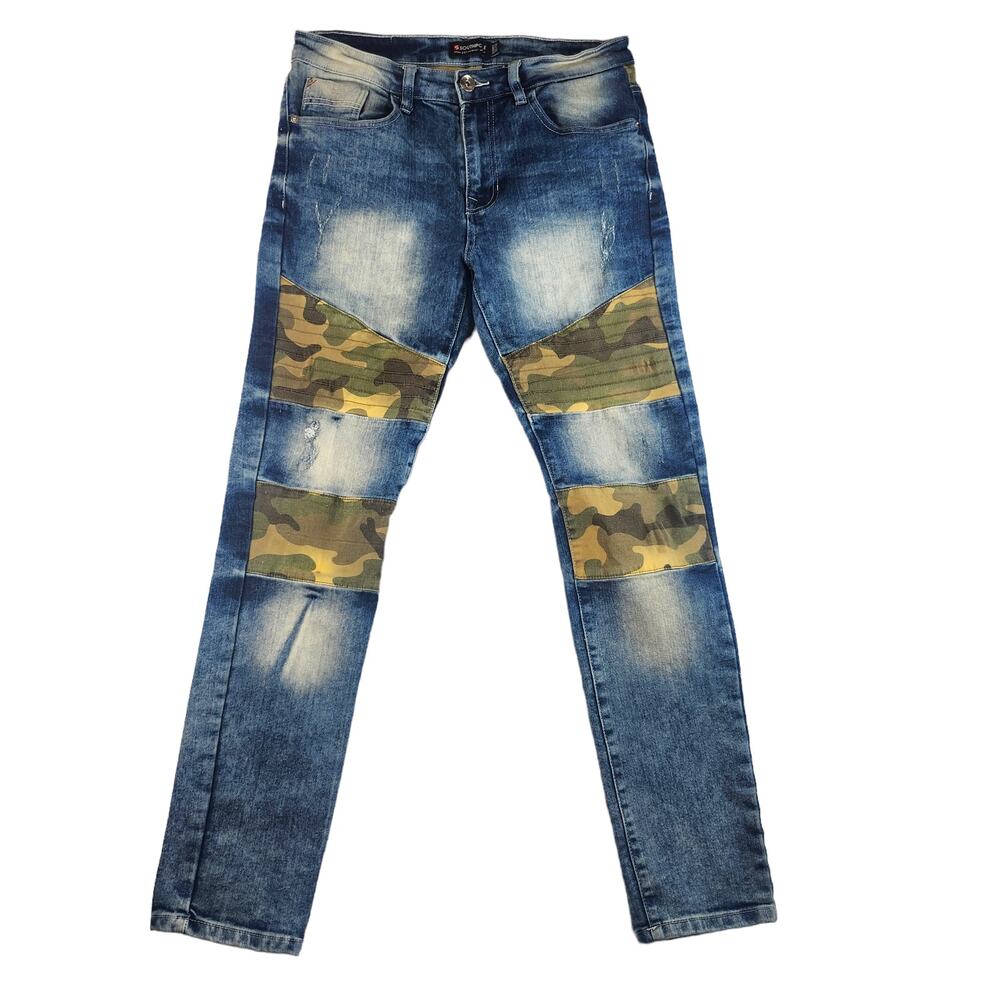Southpole Jeans Mens 32x32 Y2k Vintage 2000s Skinny Faded Camouflage Bleached